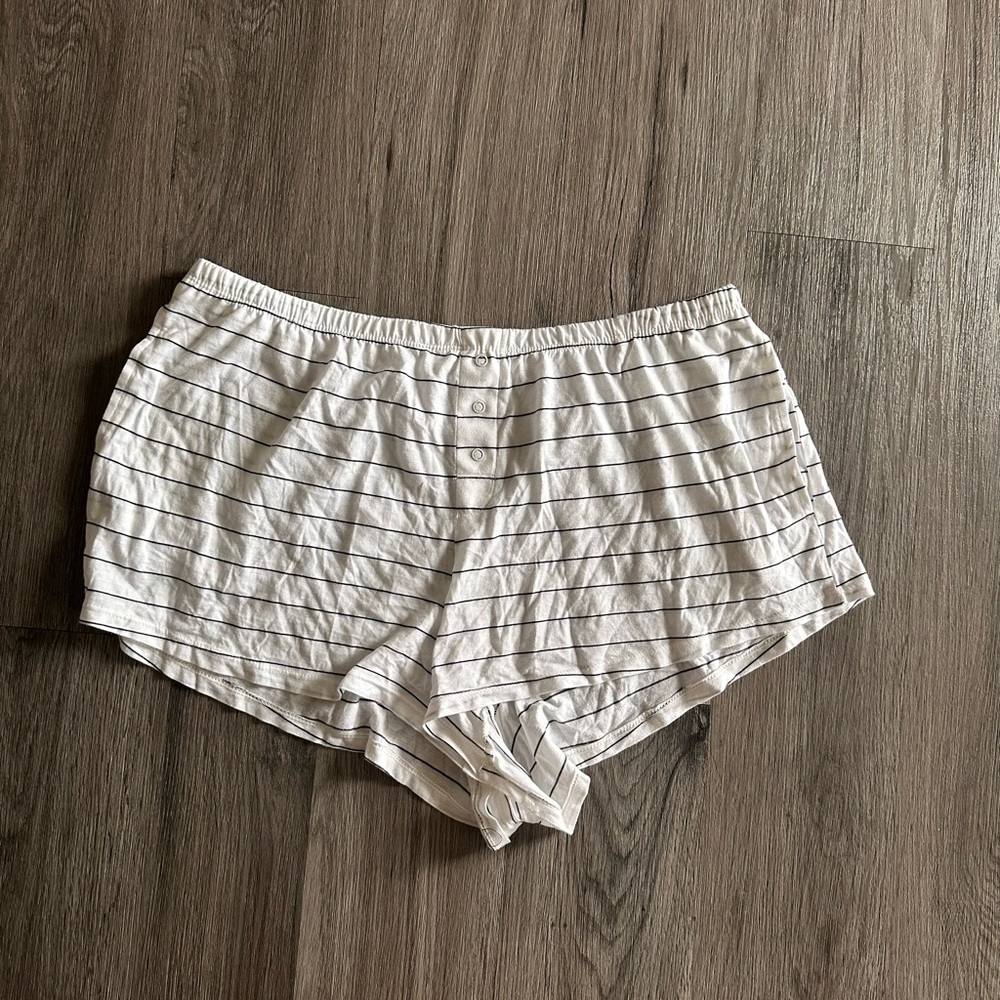 White Striped Women's Sleep Shorts